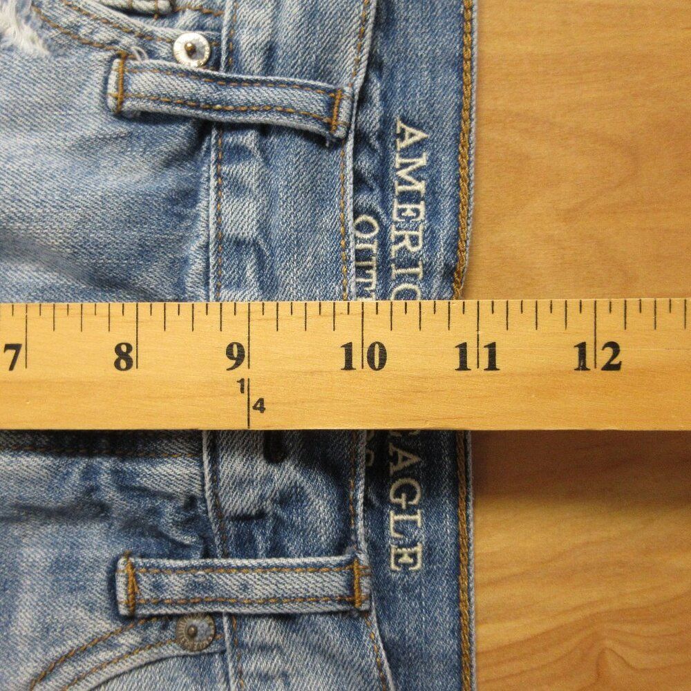 AMERICAN EAGLE Hi-Rise Festival Jean Shorts Sz 6 Frayed Hem Ripped Denim Jorts - Picture 13 of 15